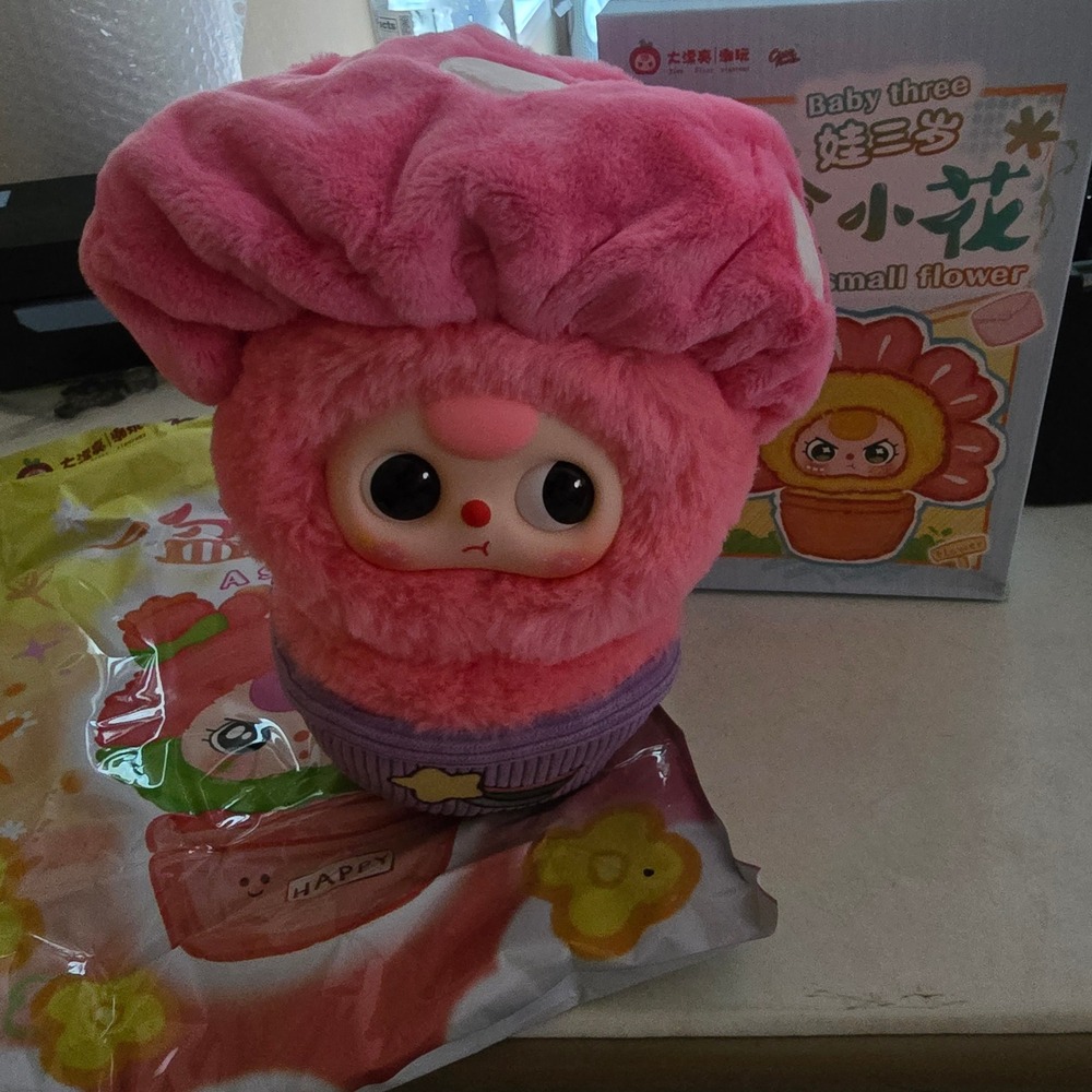 Baby Three Small Flower Series Pink Mushroom Plush Blind Box Designer Toy